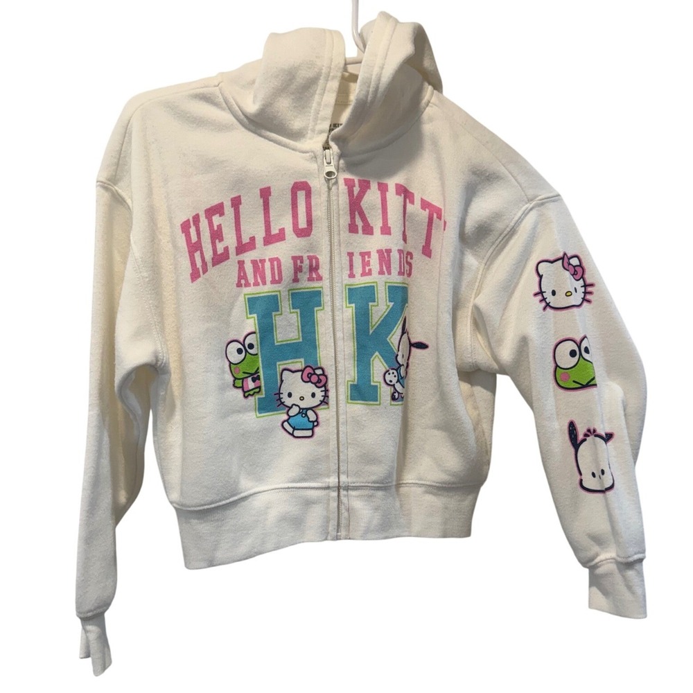 Sanrio Hello Kitty and Friends Kids White Zip Up Hoodie Sweatshirt Size 6/7